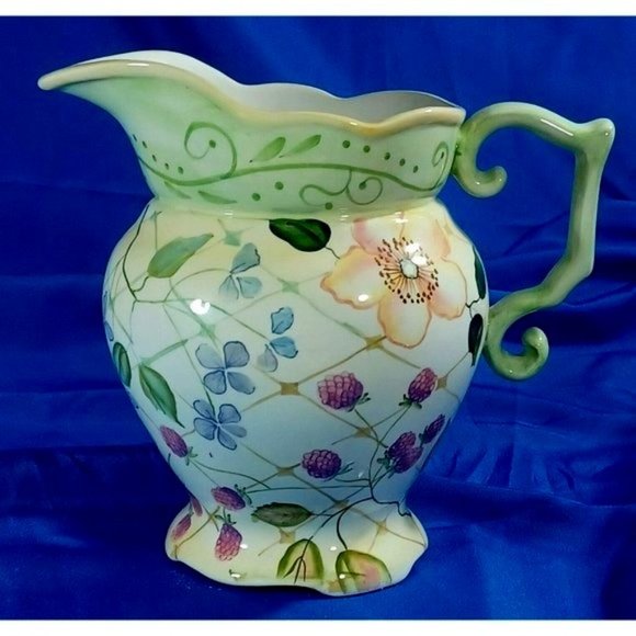 Tracy Porter Other - Vintage Tracy Porter Evelyn Floral Berries Ceramic Sangria Pitcher 3.5 Quart